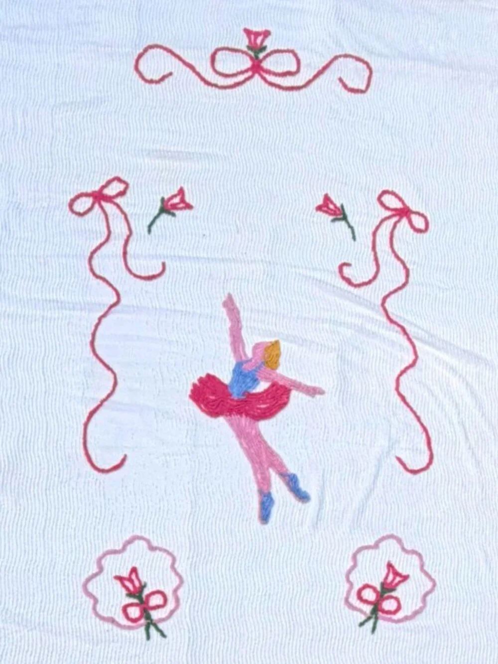 Vintage Chenille Twin Bedspread Pink Ballerina Roses Cottagecore Balletcore
